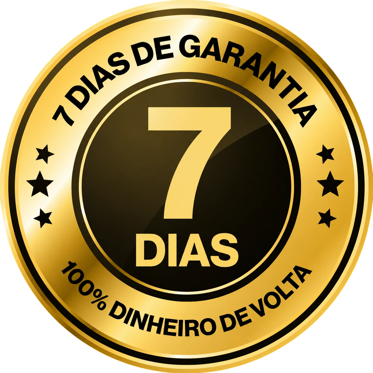 Selo de 7 dias de garantia, 100% dinheiro de volta
